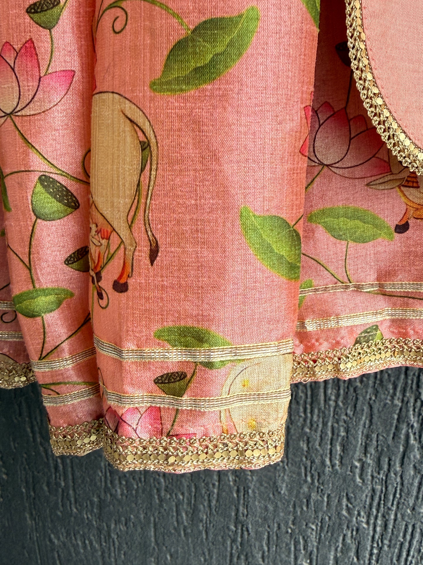 Peach Cow Print Lehnga