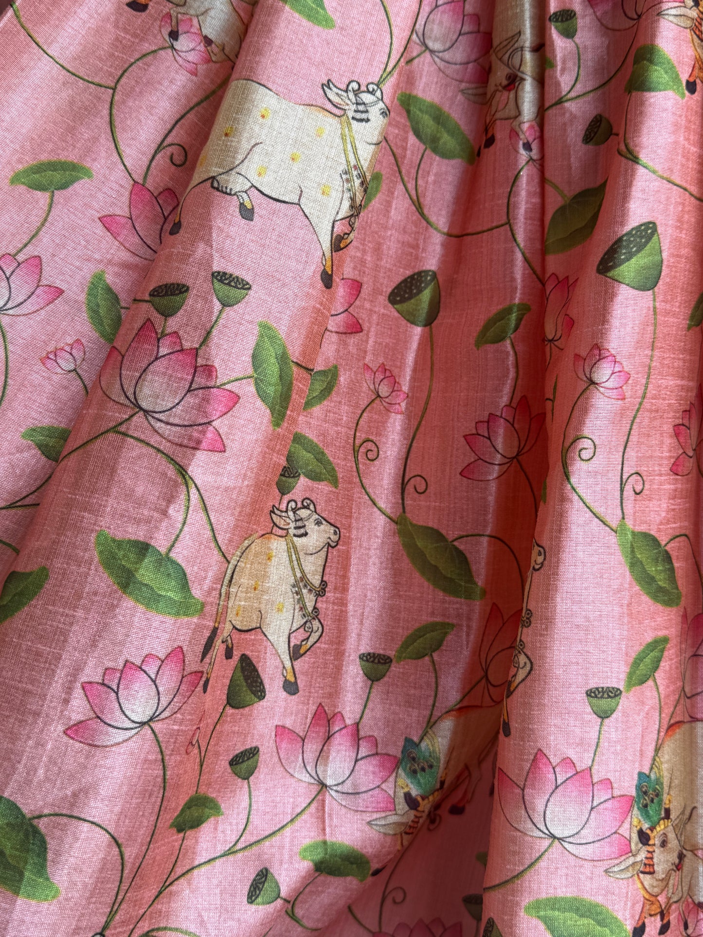 Peach Cow Print Lehnga