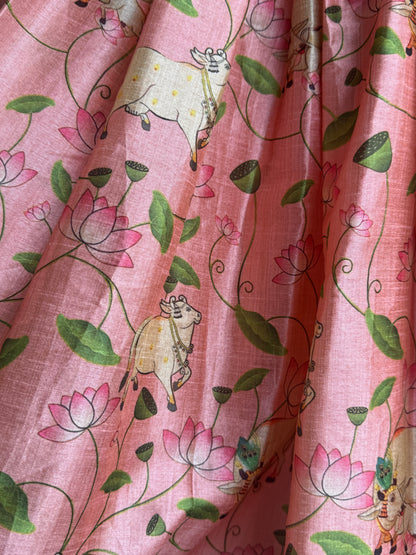 Peach Cow Print Lehnga