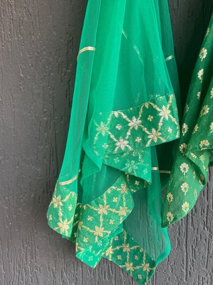 Green Chanderi Kurta Trouser with Dupatta