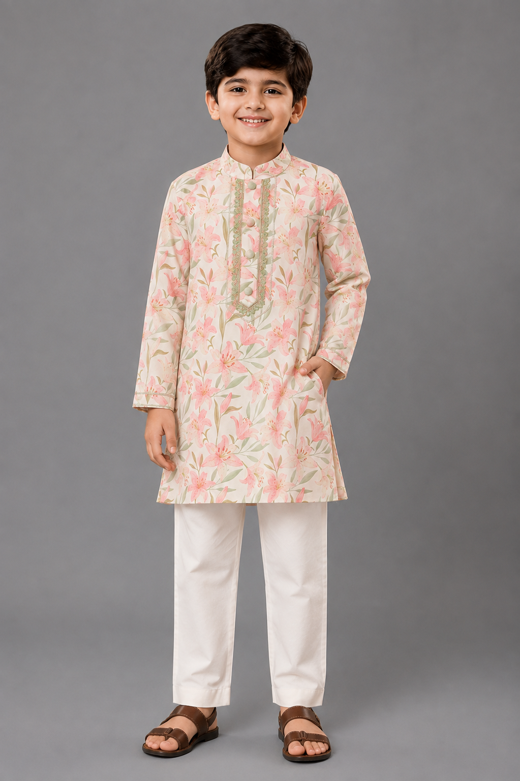 Peach Tulip  kurta Pyjama set