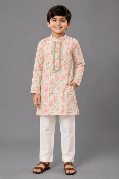 Peach Tulip  kurta Pyjama set