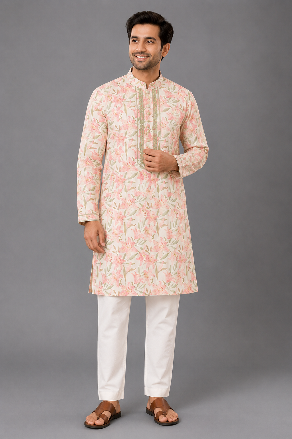 Peach Tulip  kurta Pyjama set