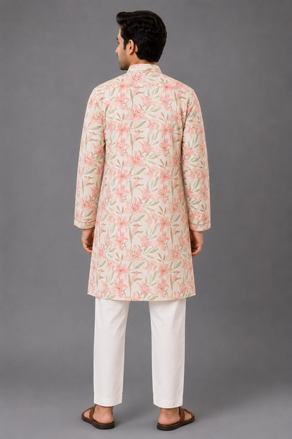 Peach Tulip  kurta Pyjama set