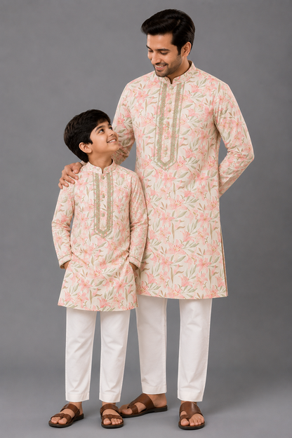 Peach Tulip  kurta Pyjama set