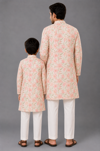 Peach Tulip  kurta Pyjama set