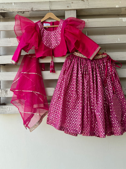 Fuschia Pink Chanderi Lehnga set