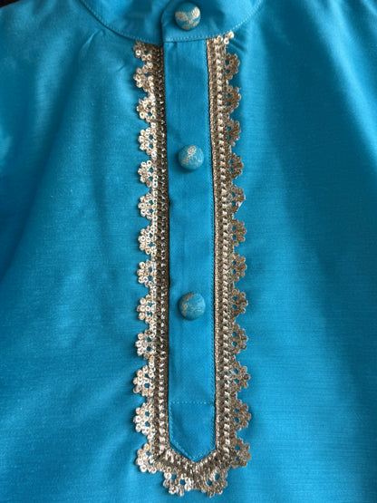 Blue silk kurta payjama set
