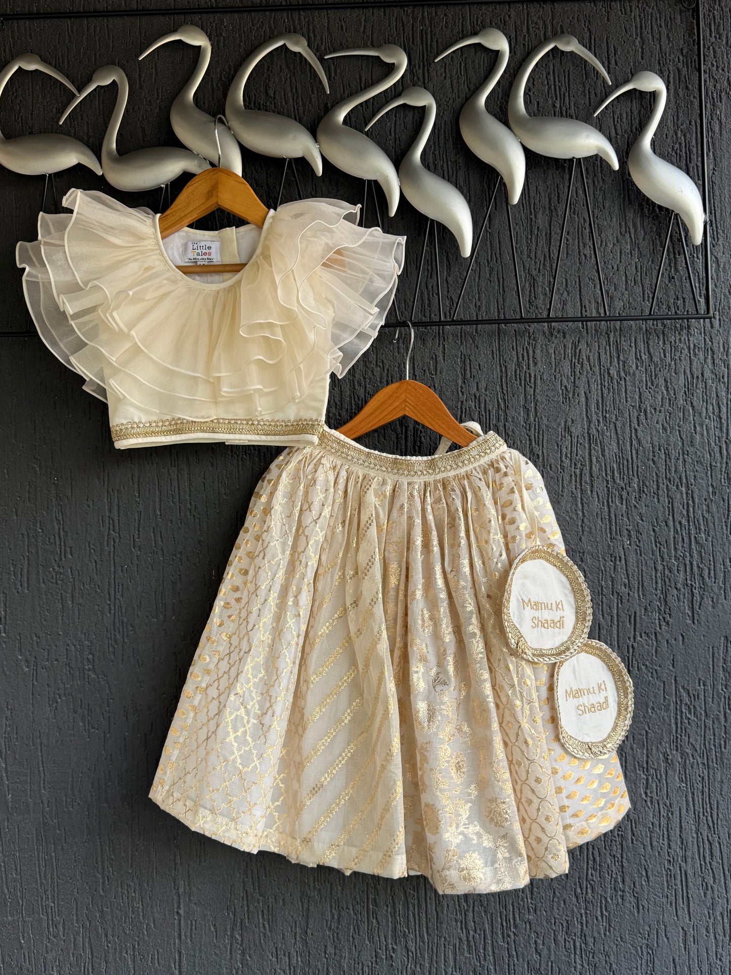 Off white cusotomised chanderi lehnga set