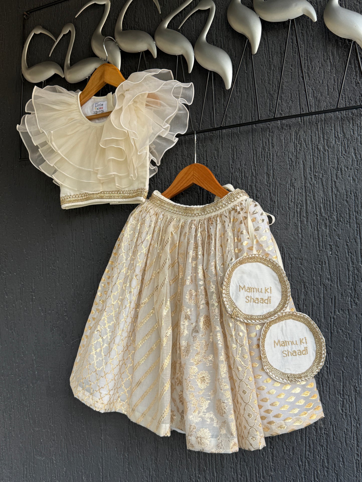 Off white cusotomised chanderi lehnga set