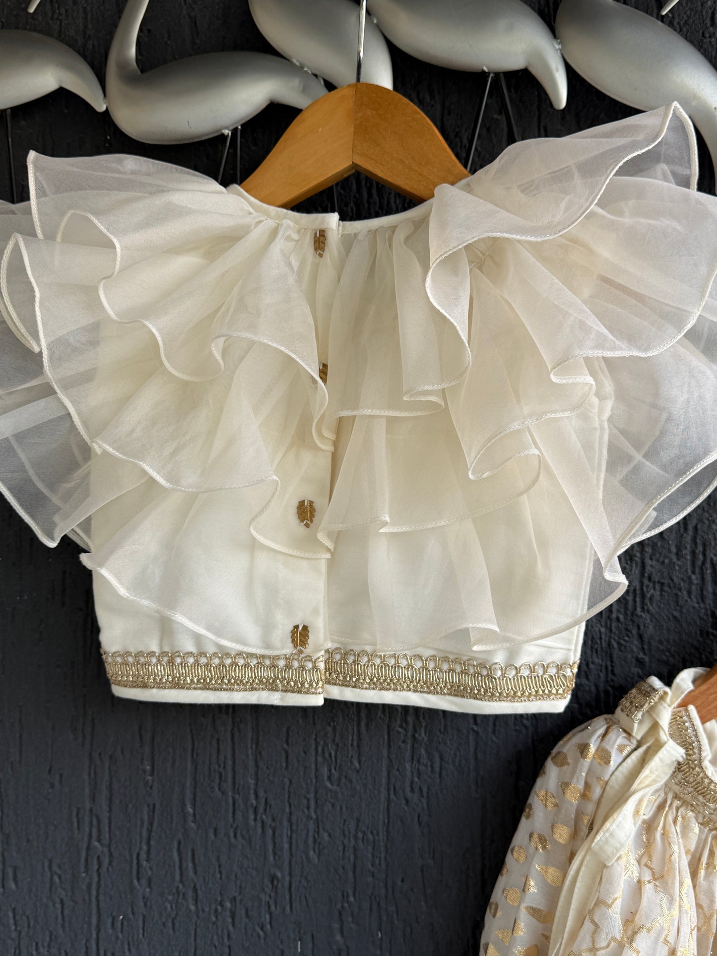 Off white cusotomised chanderi lehnga set