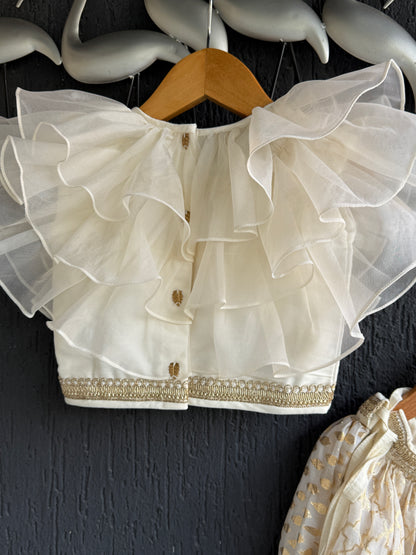 Off white cusotomised chanderi lehnga set