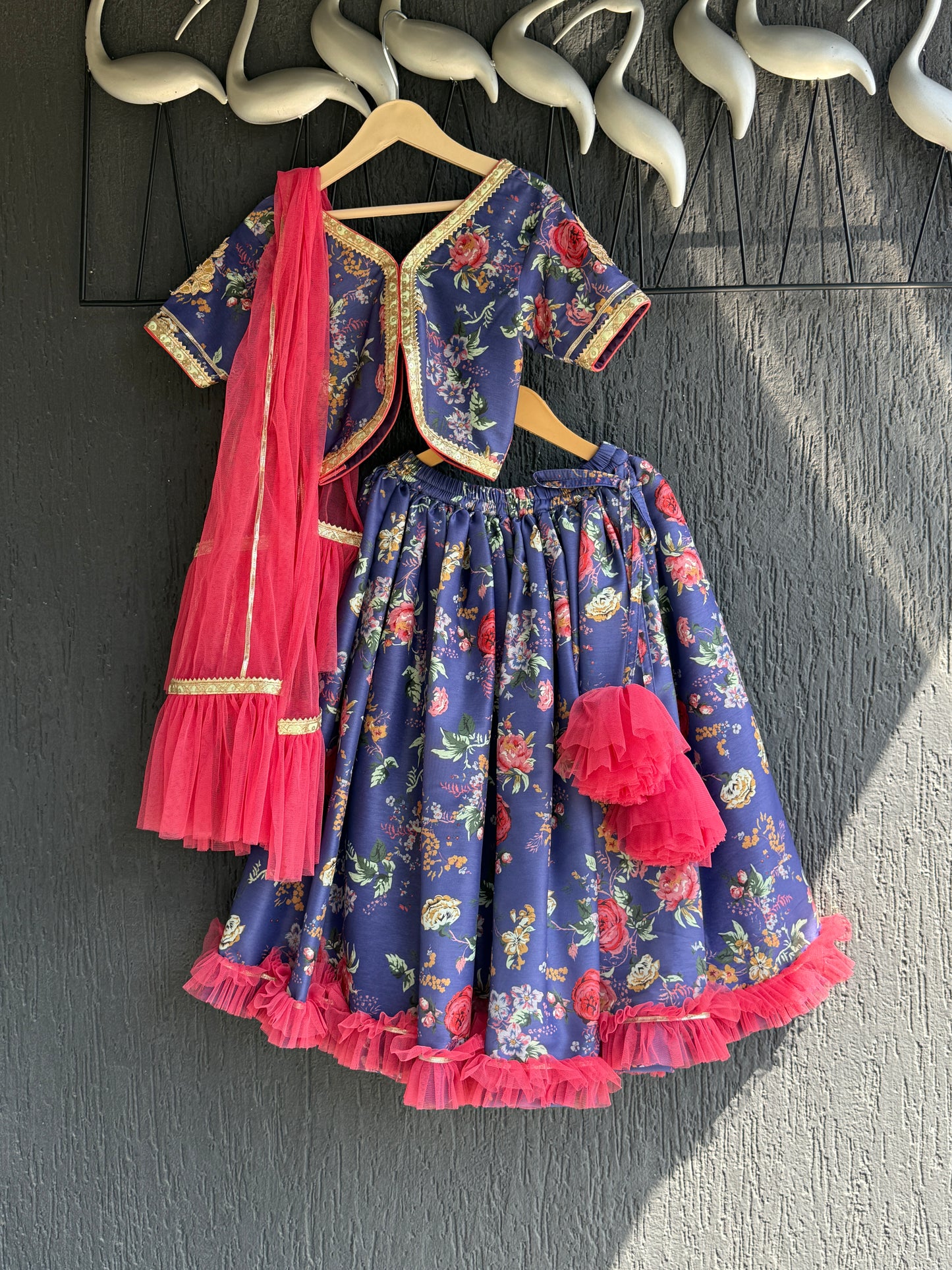Purple Floral Printed Lehenga Set