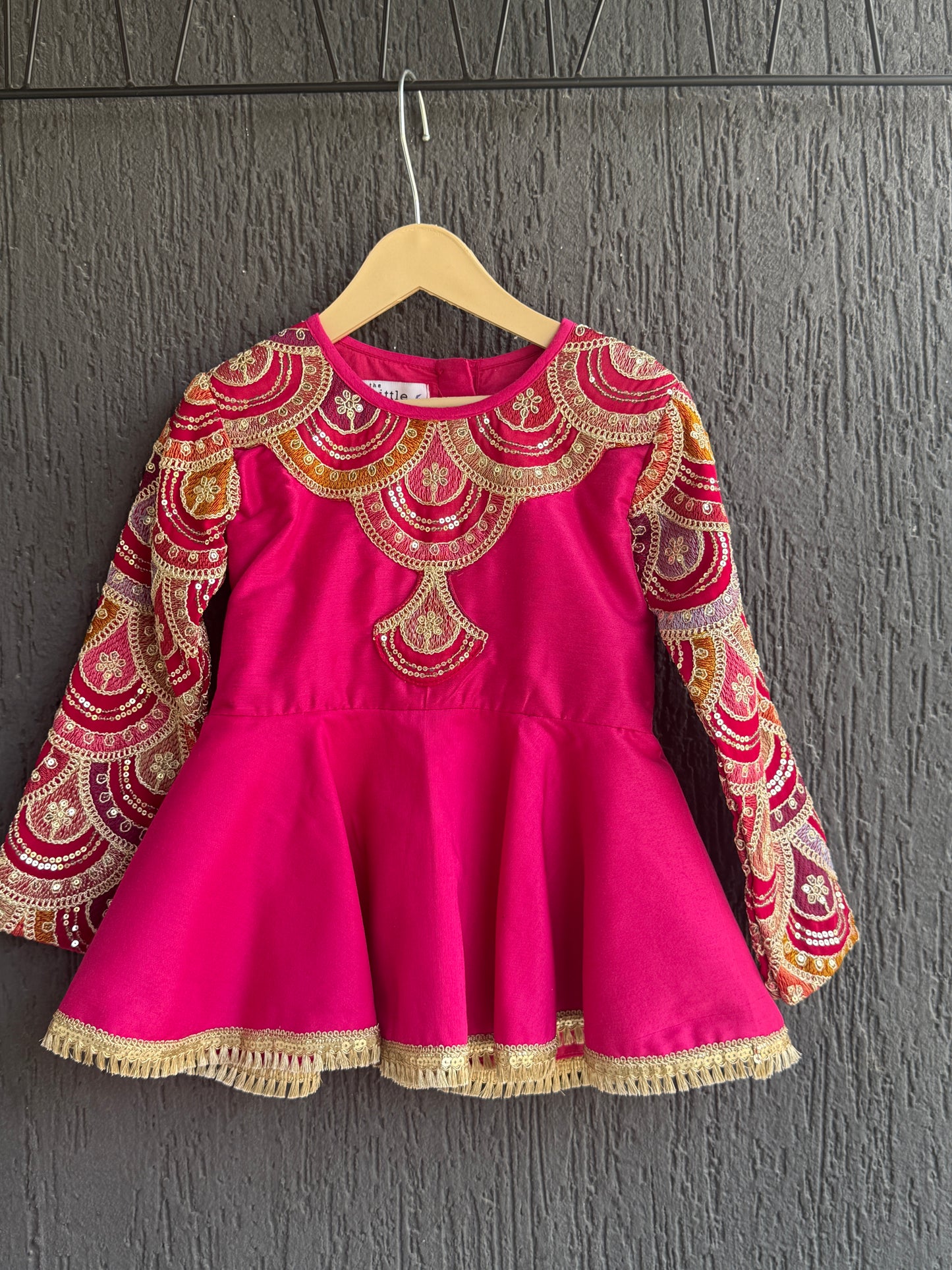 Fuschia Pink Embroidery Peplum  Lehenga  set