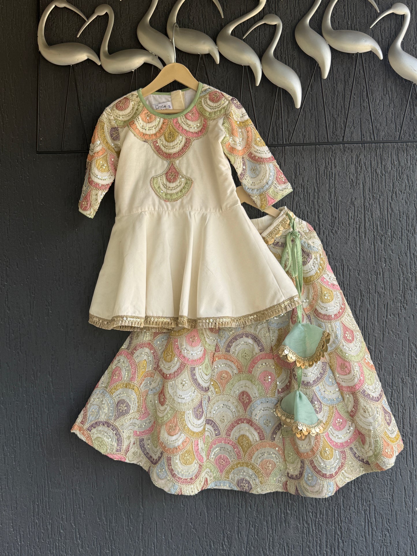 Offwhite Embroidery Peplum lehenga  set