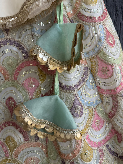 Offwhite Embroidery Peplum lehenga  set