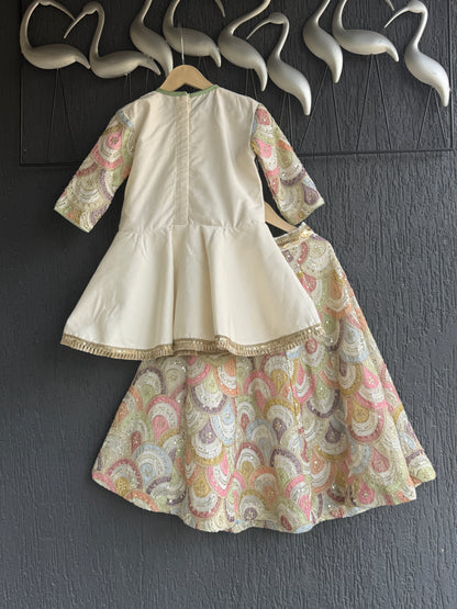 Offwhite Embroidery Peplum lehenga  set