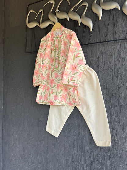 Peach Tulip  kurta Pyjama set