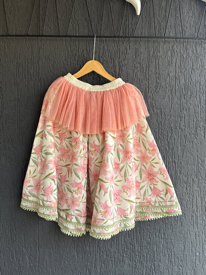 Peach Tulip Print Lehnga set