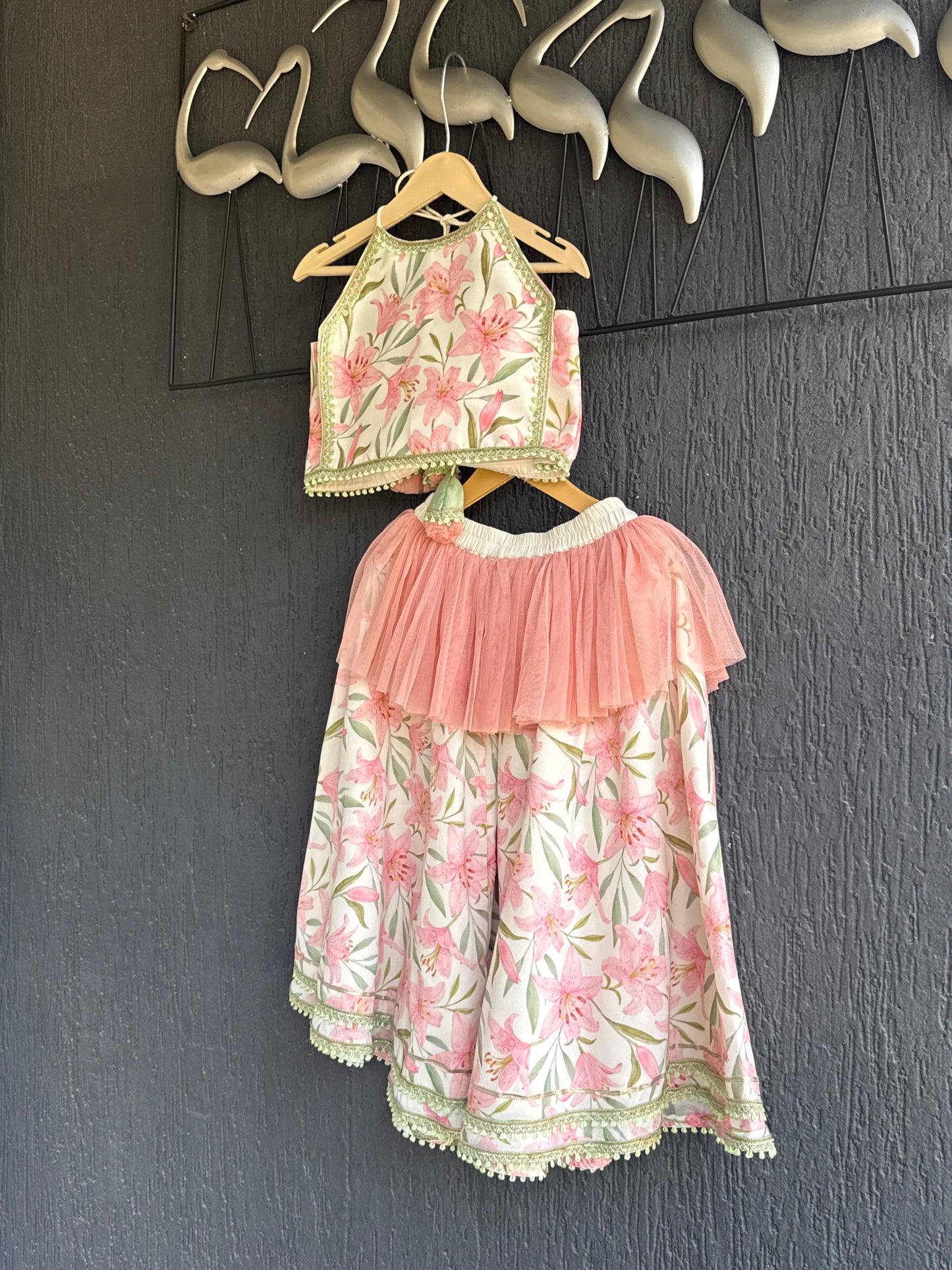 Peach Tulip Print Lehnga set