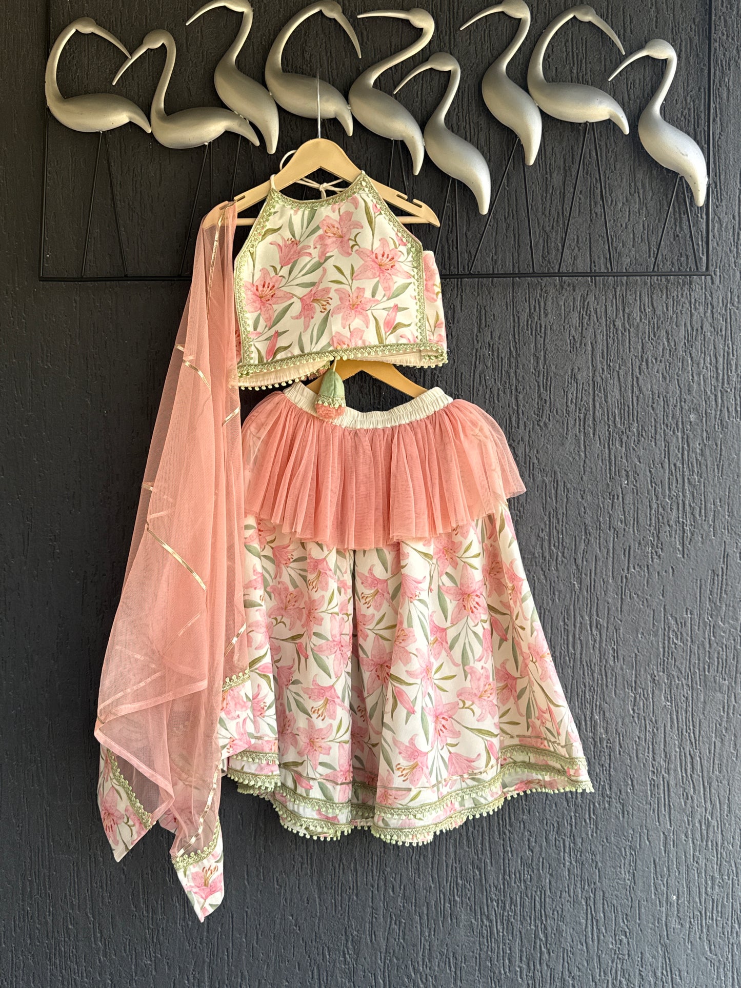Peach Tulip Print Lehnga set