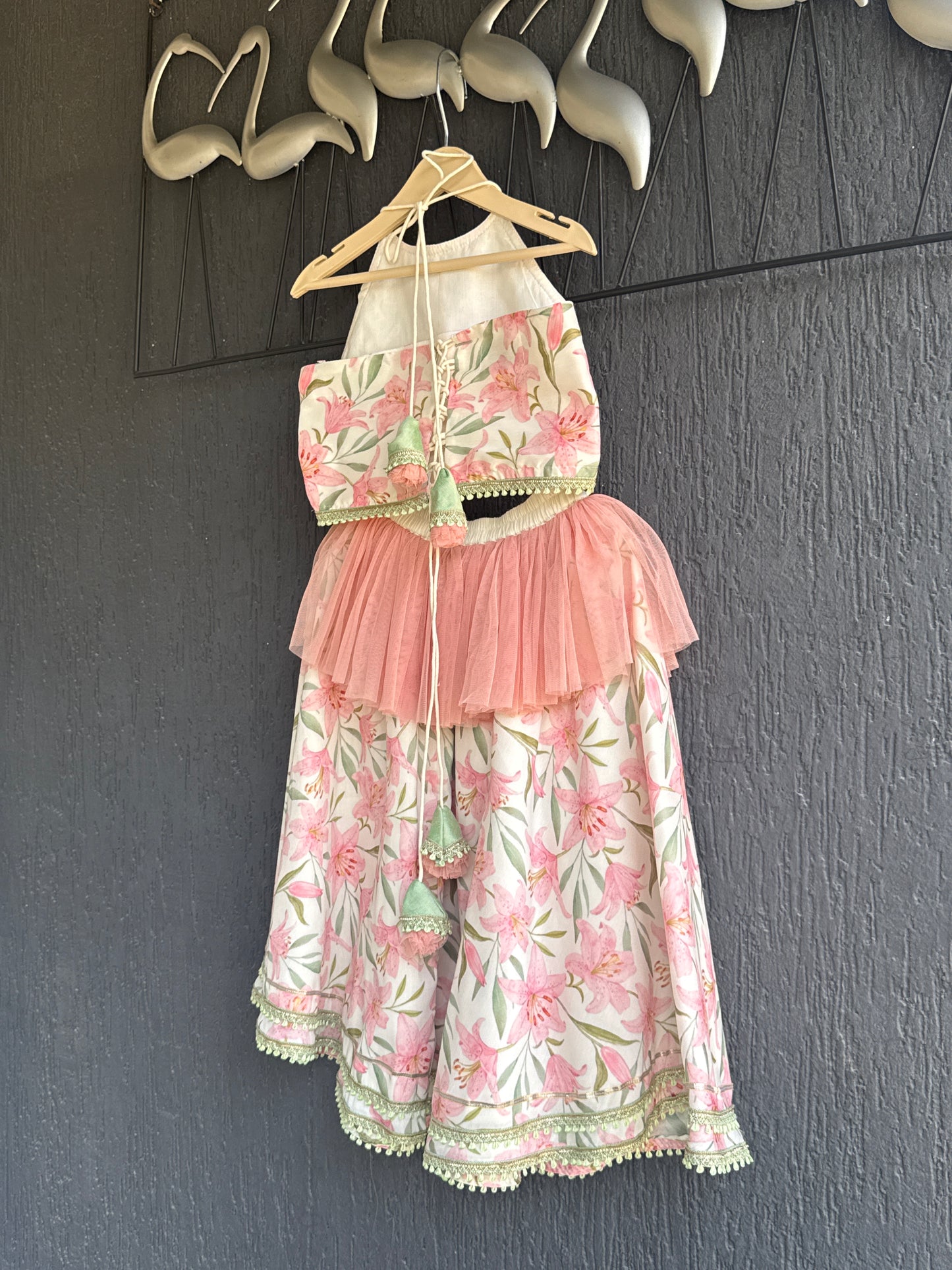 Peach Tulip Print Lehnga set