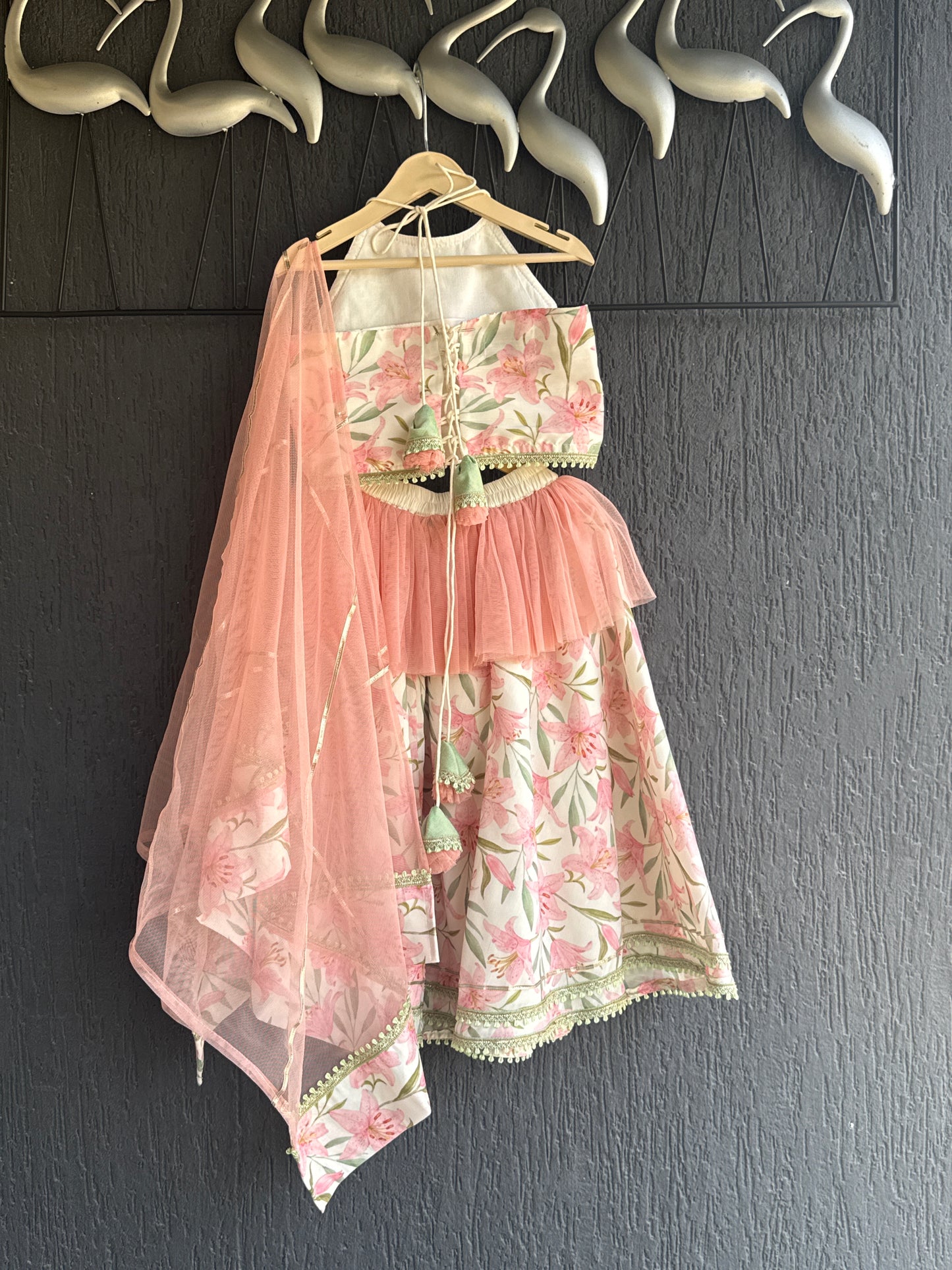 Peach Tulip Print Lehnga set