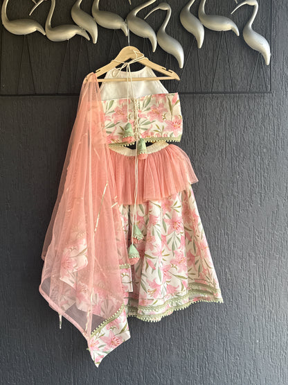 Peach Tulip Print Lehnga set