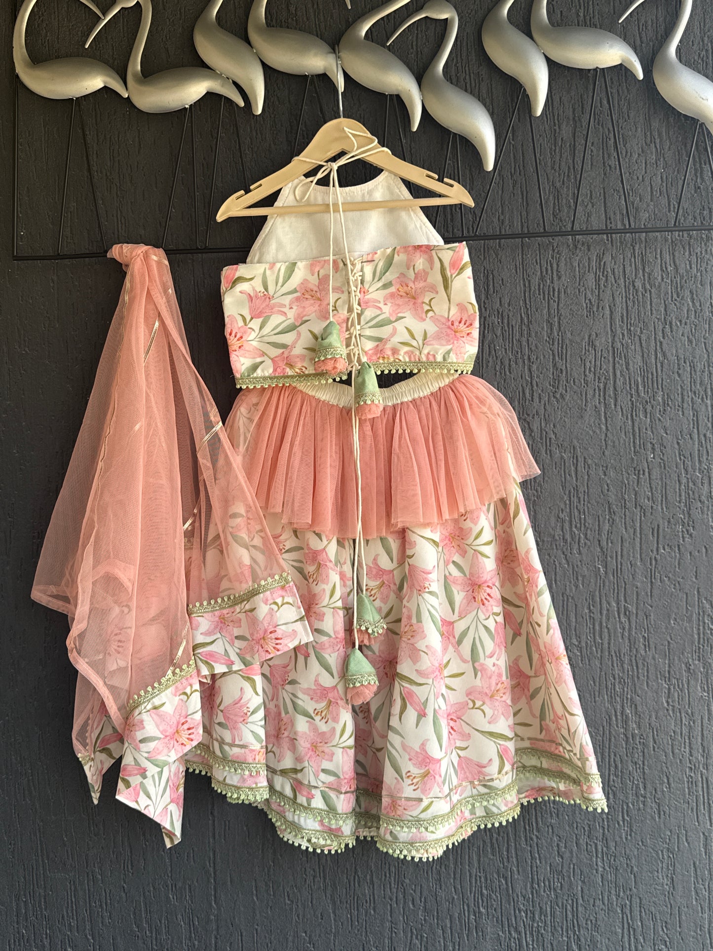 Peach Tulip Print Lehnga set