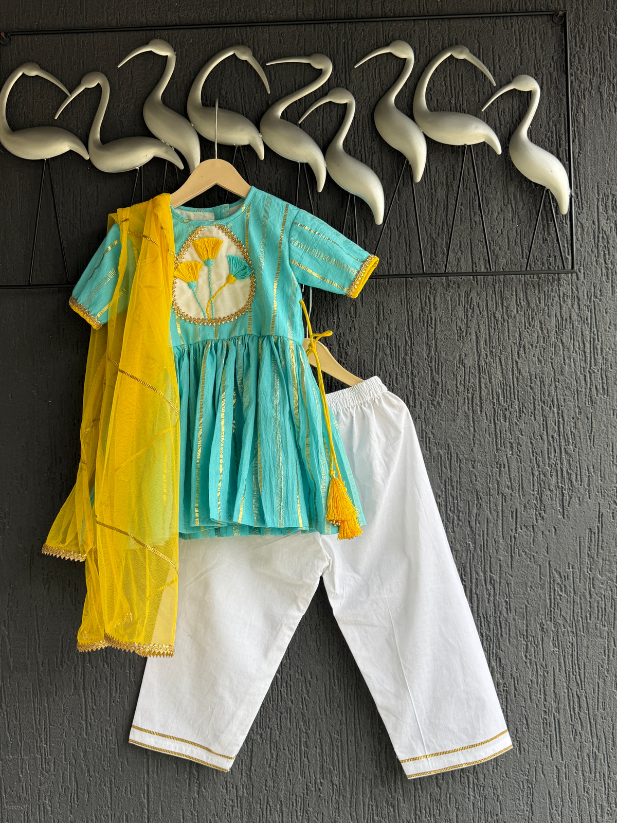 Blue anchor thread kurta set