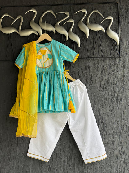 Blue anchor thread kurta set