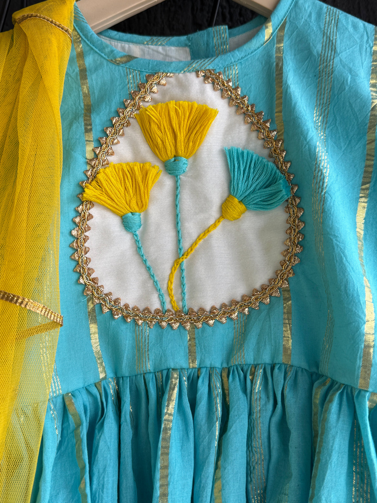 Blue anchor thread kurta set
