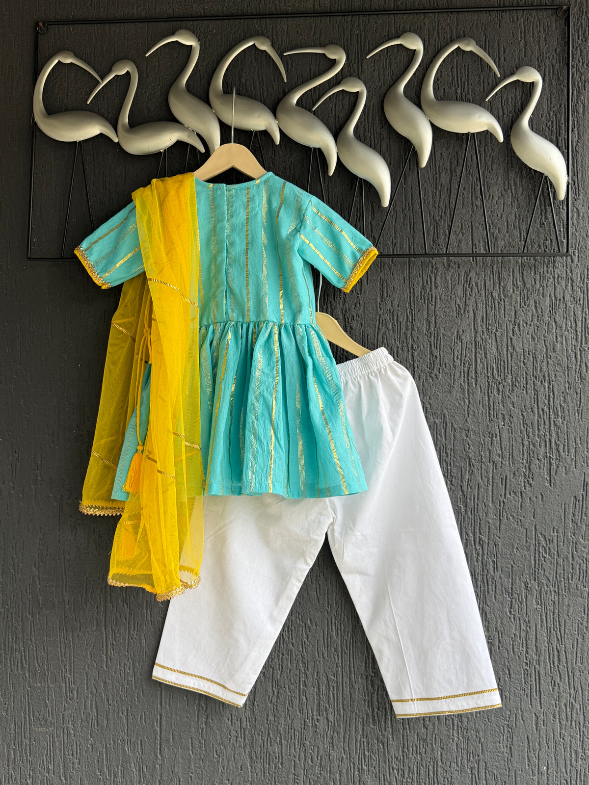 Blue anchor thread kurta set