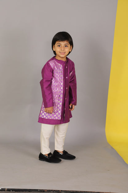 Purple Kurta with Attached jacket