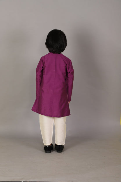 Purple Kurta with Attached jacket