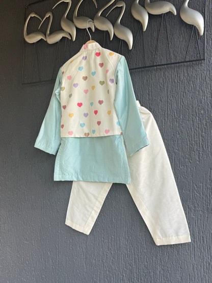Heart Print attached Kurta Set
