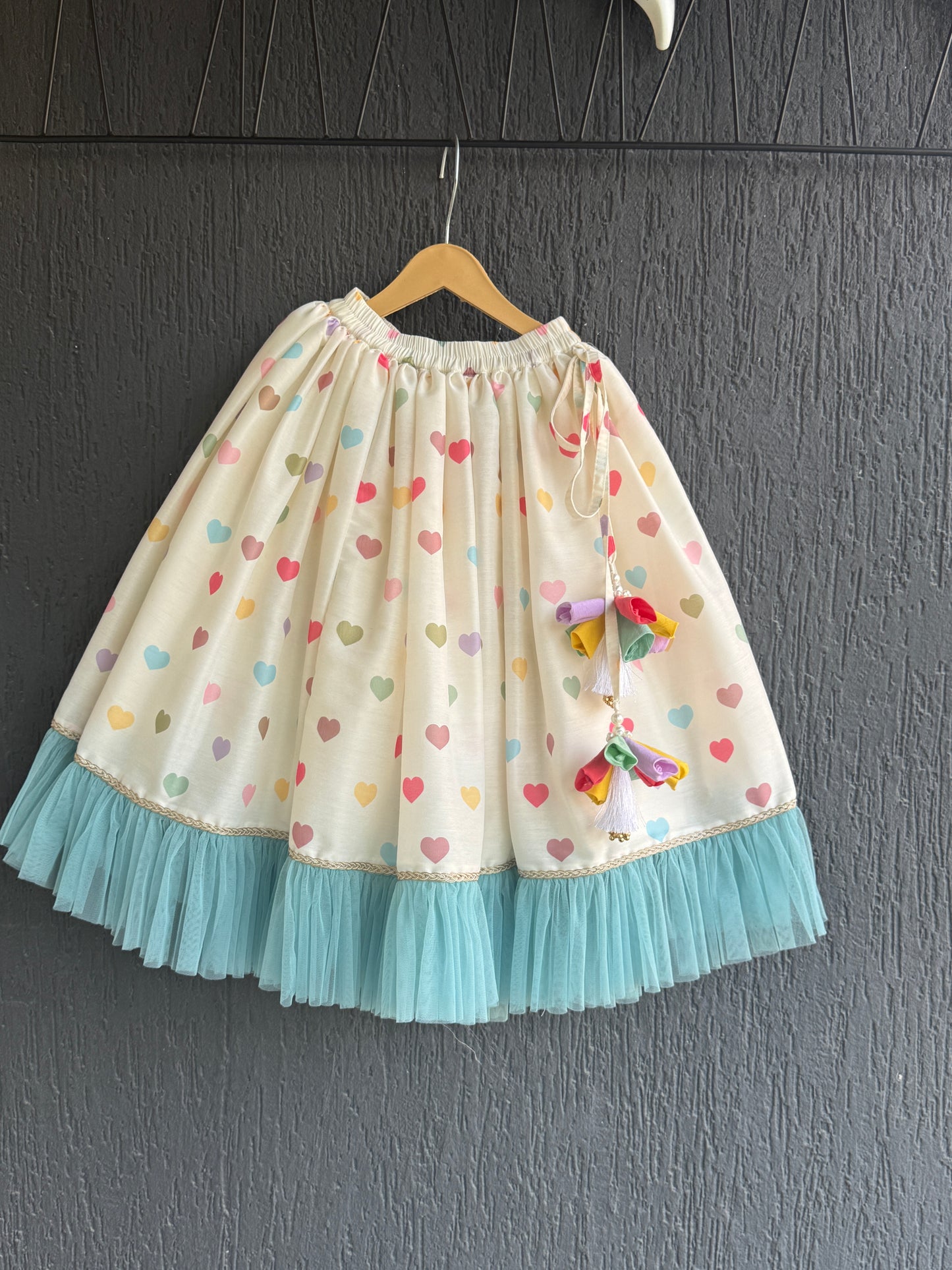 Offwhite Heart Print Lehenga Set