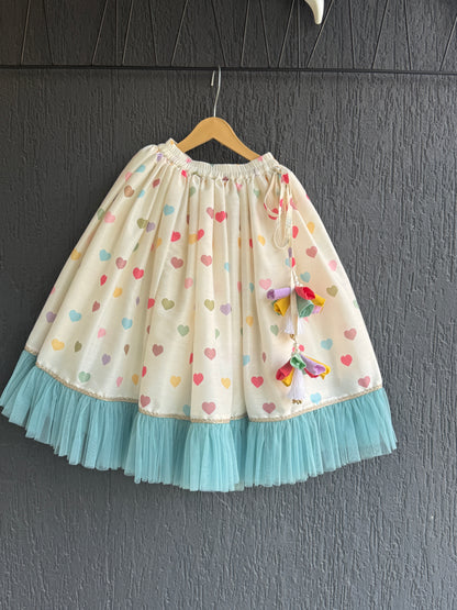 Offwhite Heart Print Lehenga Set