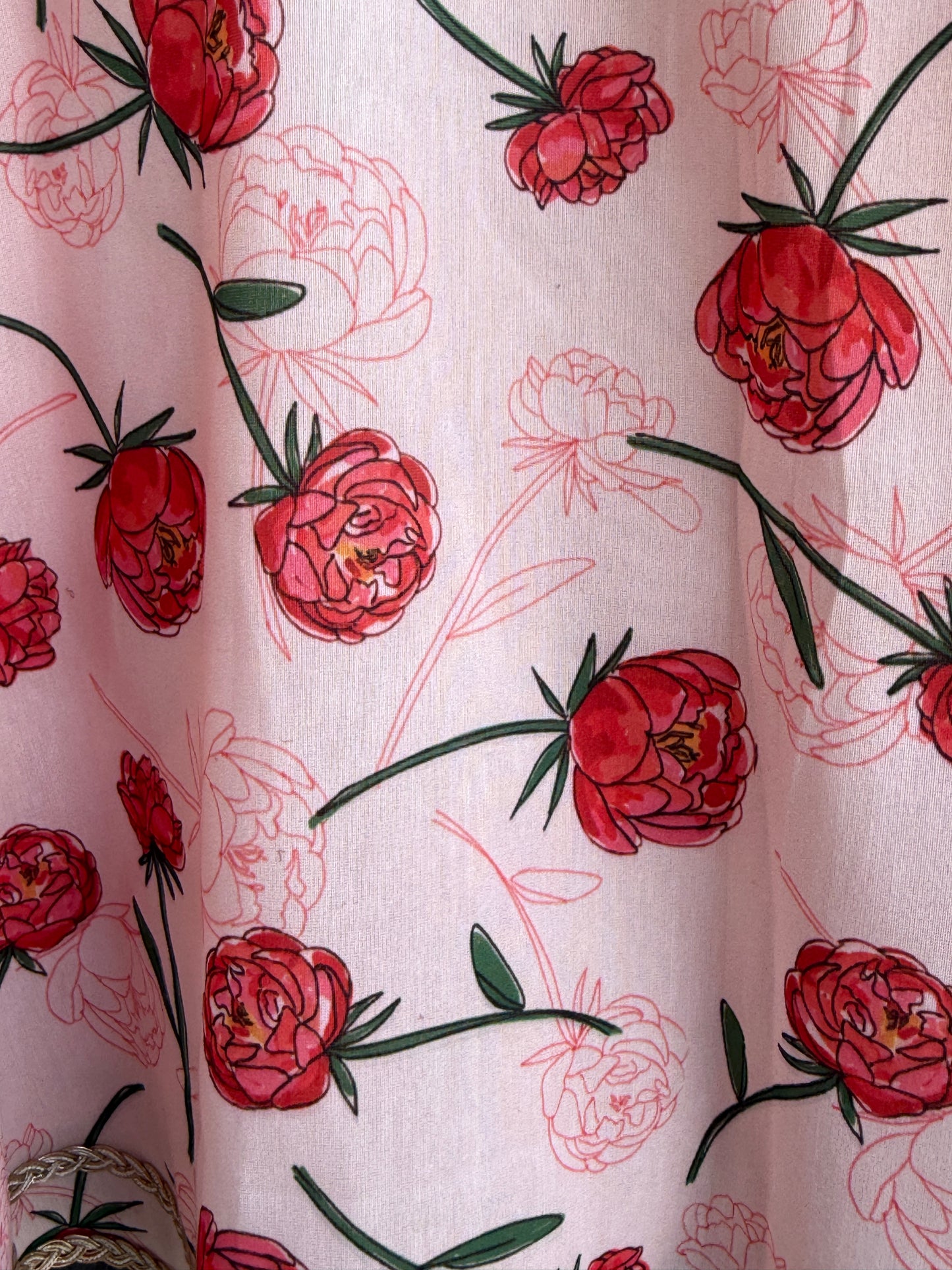 Baby Pink Rose Print 3D floral lehenga set