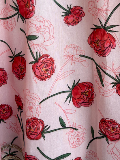 Baby Pink Rose Print 3D floral lehenga set
