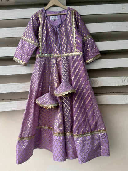 Lavender Chanderi Anarkali Set
