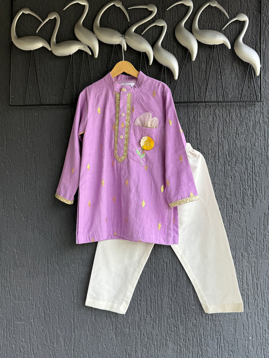 Anchor thread purple kurta set