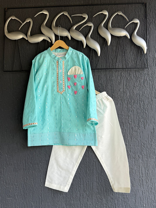 Anchor thread sky blue kurta set