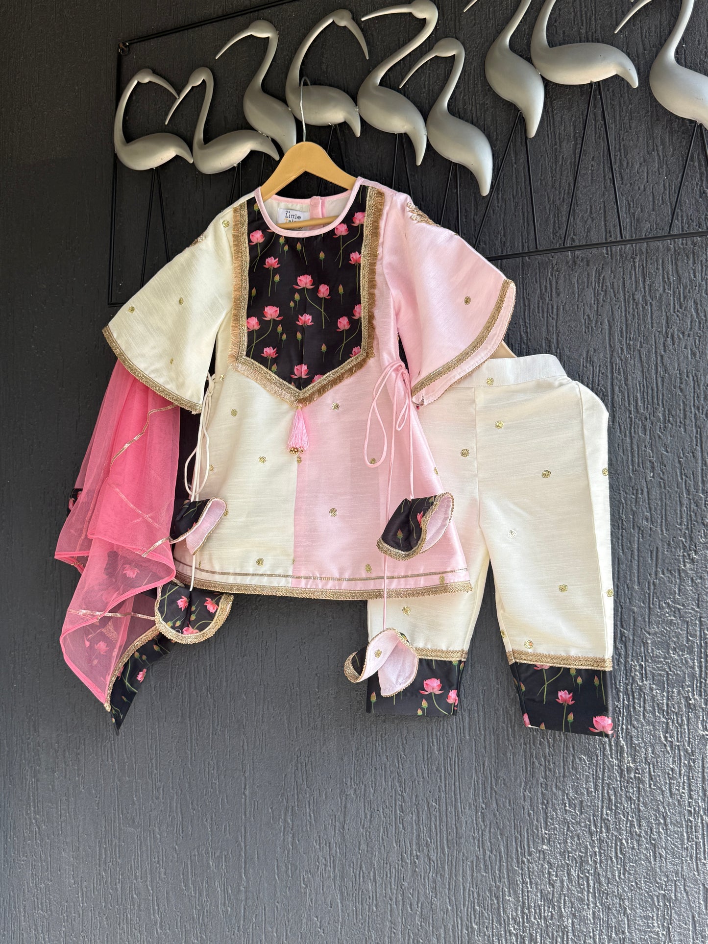 Double Shanded Lotus Printed A-Line Suit Set