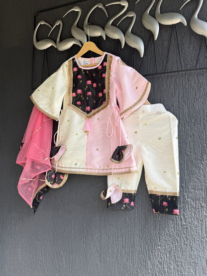 Double Shanded Lotus Printed A-Line Suit Set