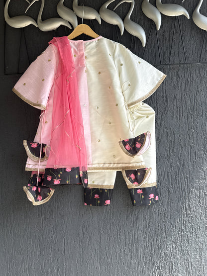 Double Shanded Lotus Printed A-Line Suit Set