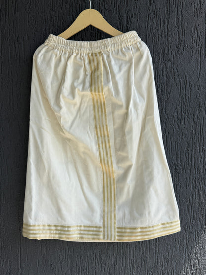 Off White Shirt Lungi Set with Patka