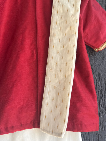 Deep Red Shirt lungi Set with Patka