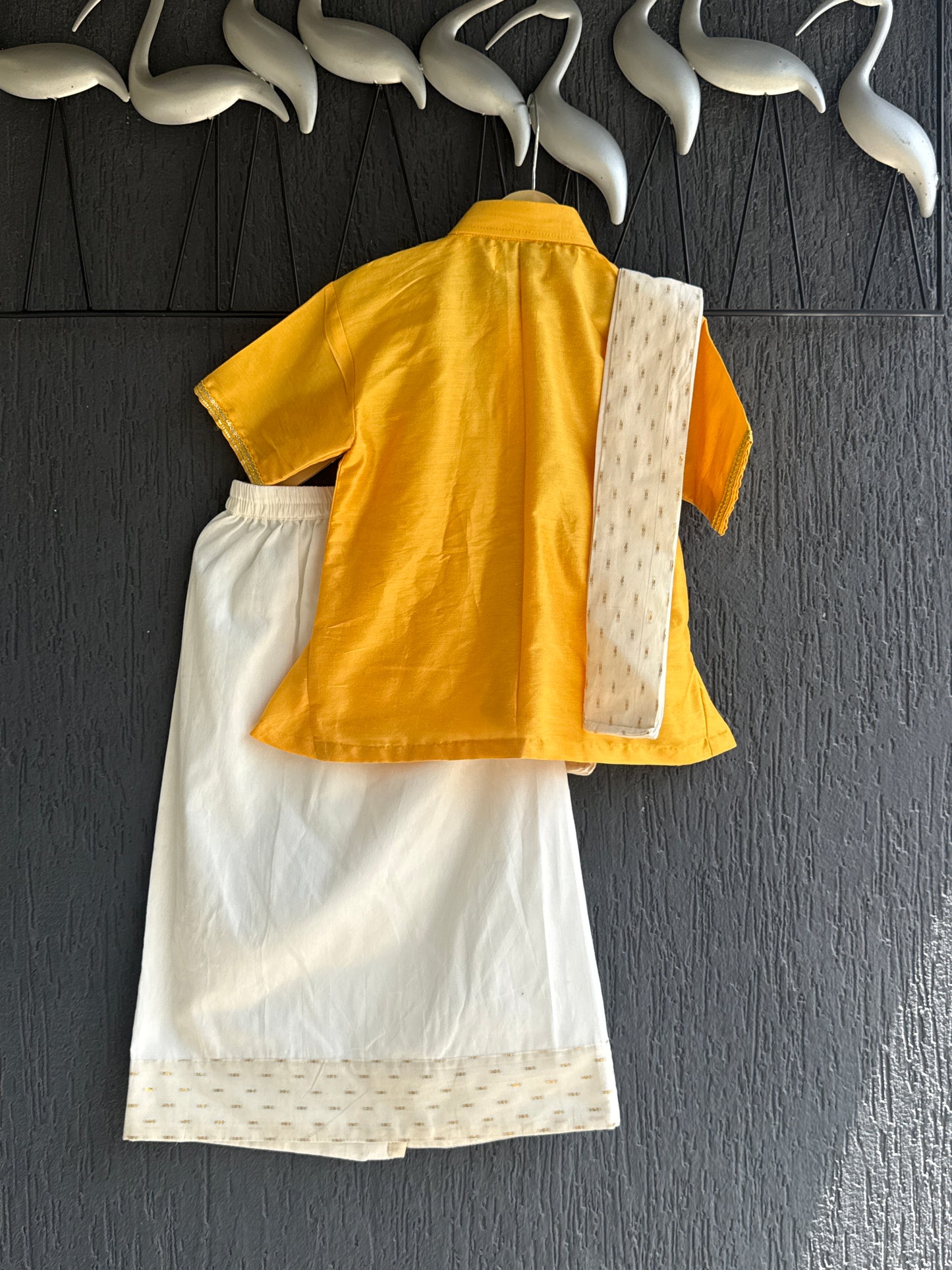 Mustard Shirt Lungi Set with Patka