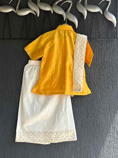 Mustard Shirt Lungi Set with Patka